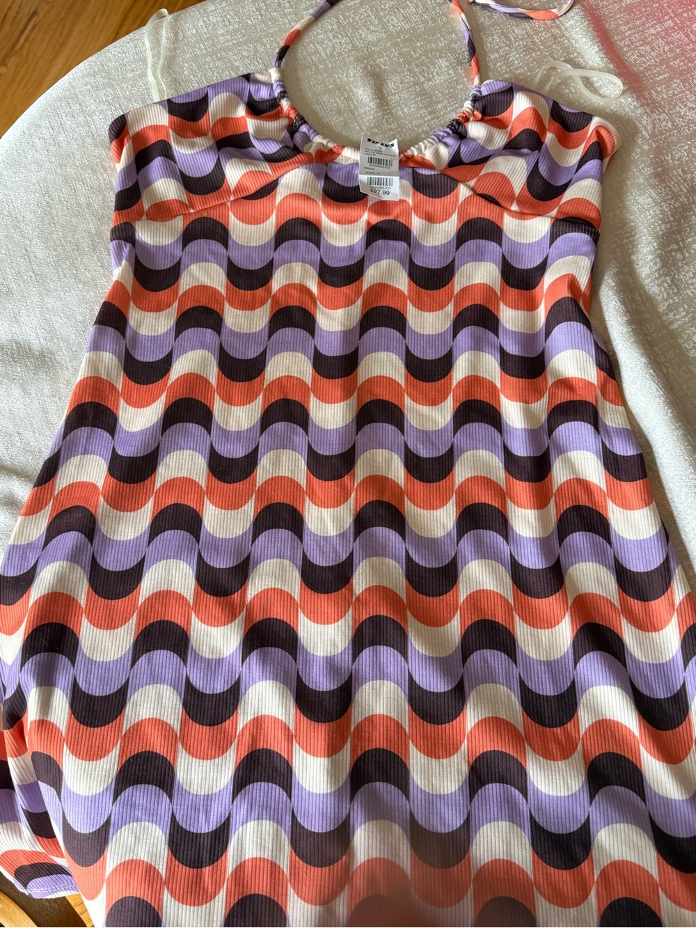 Tilly's Multicolor Halter Top in Lilac, Coral, Black & Cream